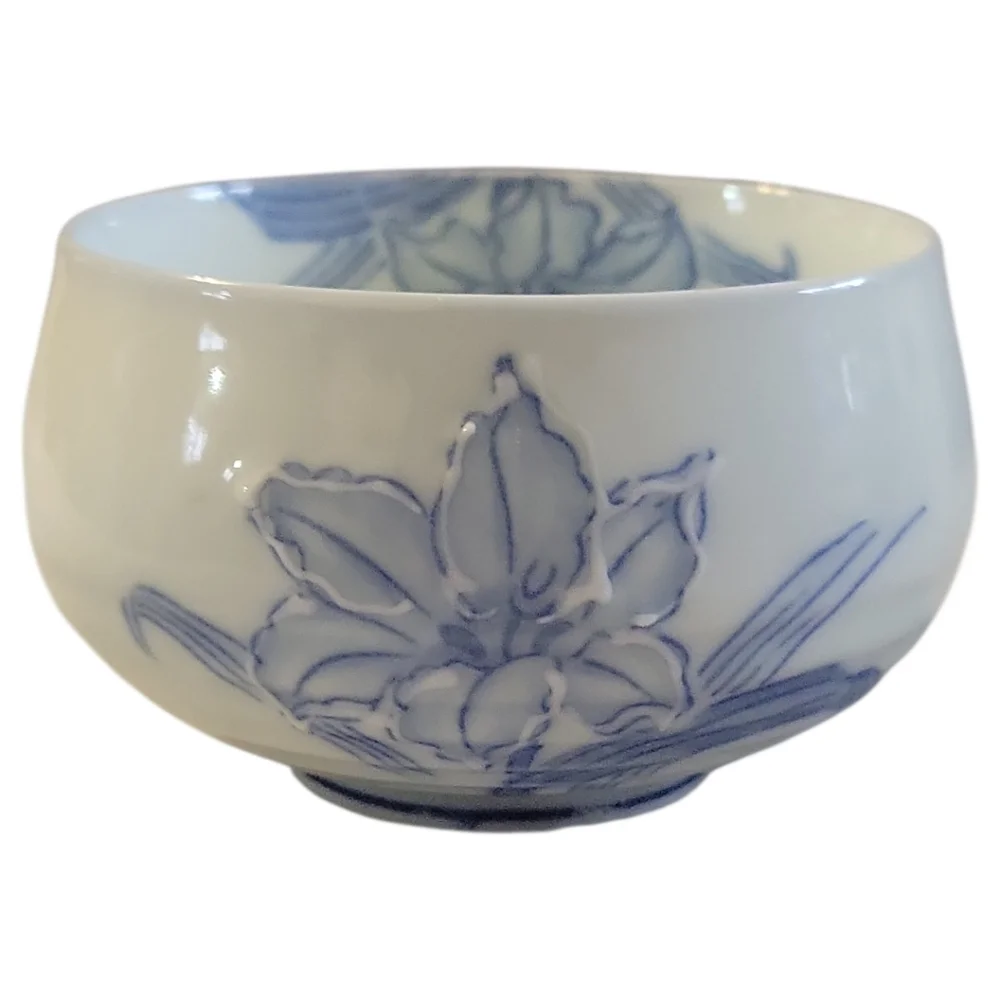 NWT Vtg Pier 1 Arita Ware Sometsuke Porcelain Teacup Japanese Blue Orchid Iris 1